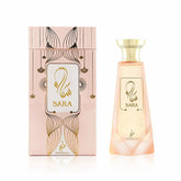 Sara perfume bottle and packaging on a white background